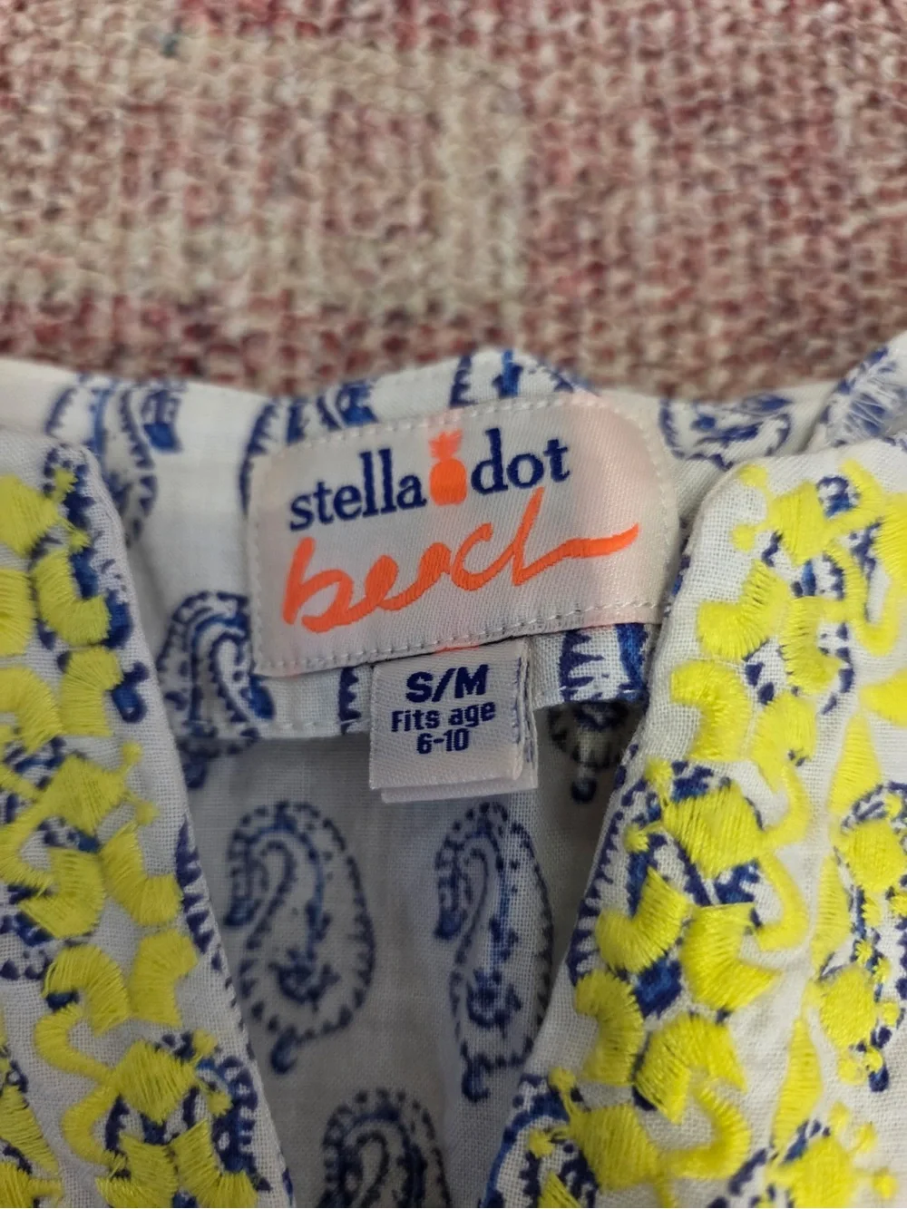 Stella and Dot kids size small/medium beach tunic swim cover paisley tassle